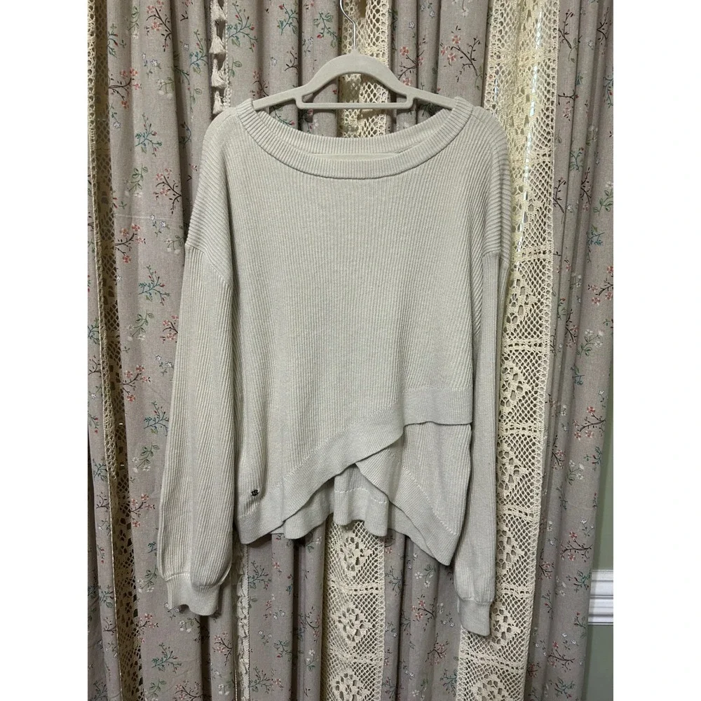 Lululemon Reversible Crossover Sweater Ribbed Cream XL LW3IU5S